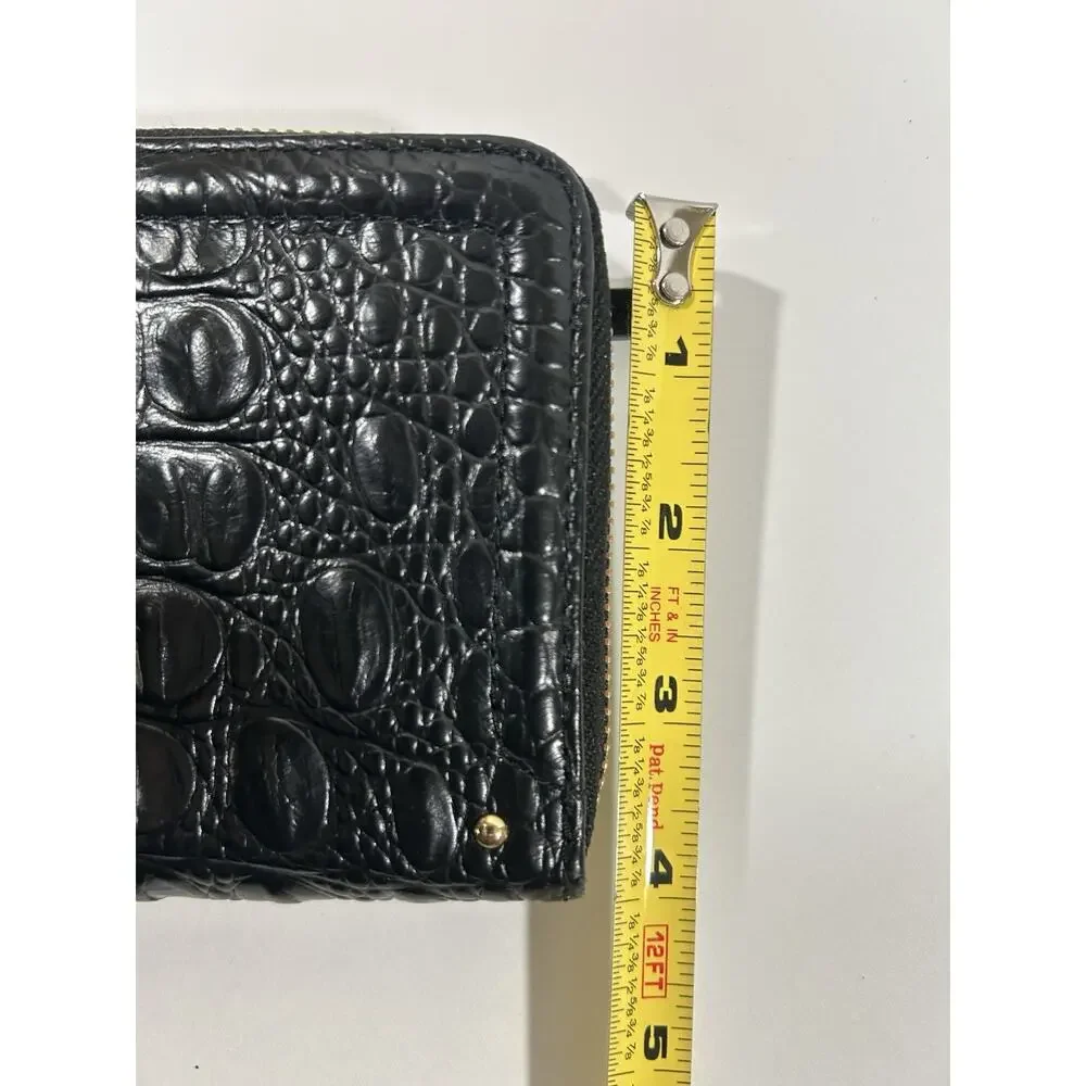 BRAHMIN Suri Black Melbourne Croc Embossed Leather Zip Around Clutch Wallet